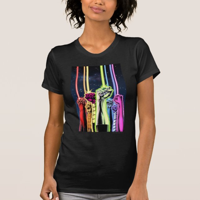 Hands in the air with rings -Colour T-Shirt (Front)