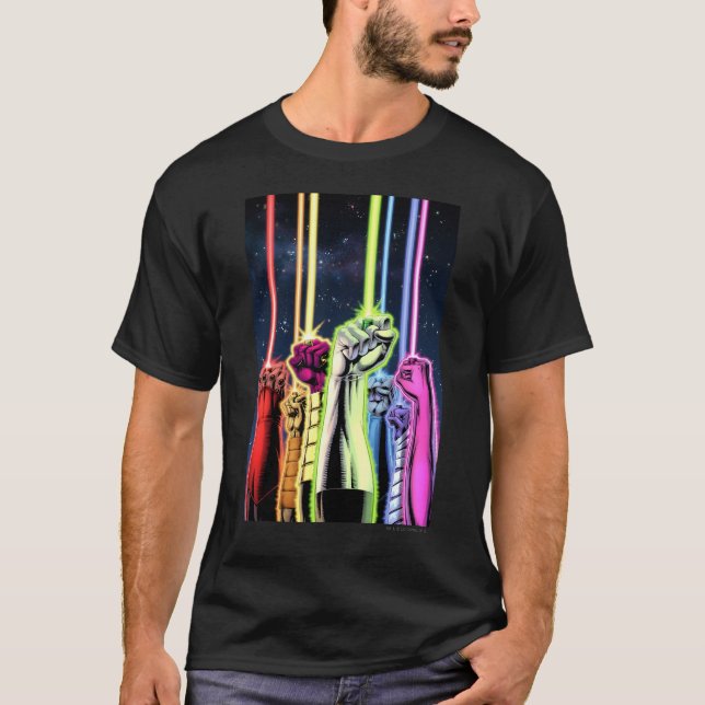 Hands in the air with rings -Colour T-Shirt (Front)