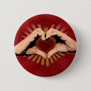 Hands in the Shape of a Heart, Love Design 6 Cm Round Badge