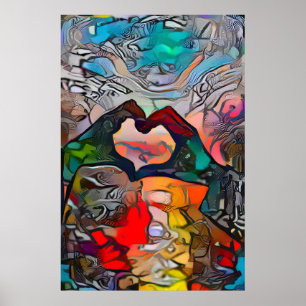 Hands in the Shape of a Heart Love Poster