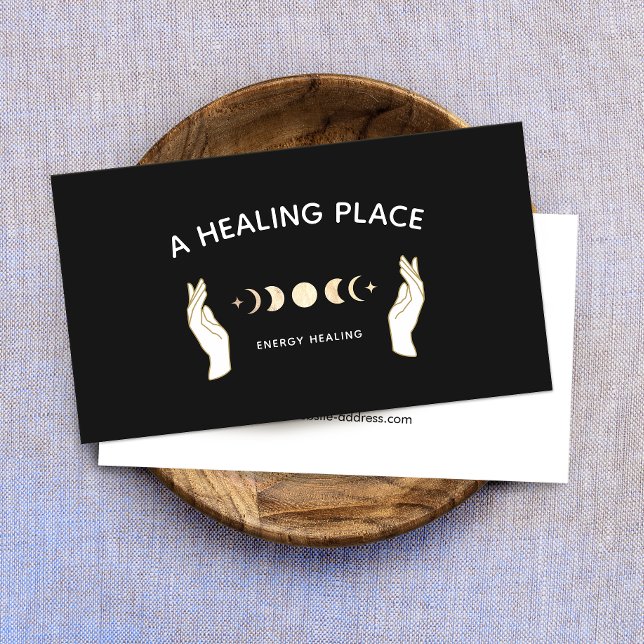 Hands Moon Phases Energy Worker Business Card (Creator Uploaded)