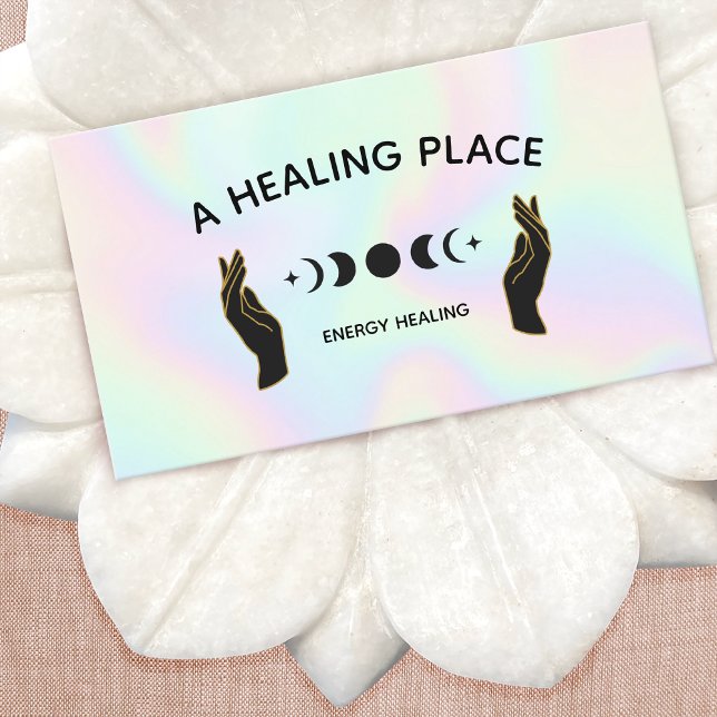 Hands Moon Phases Energy Worker Business Card (Creator Uploaded)