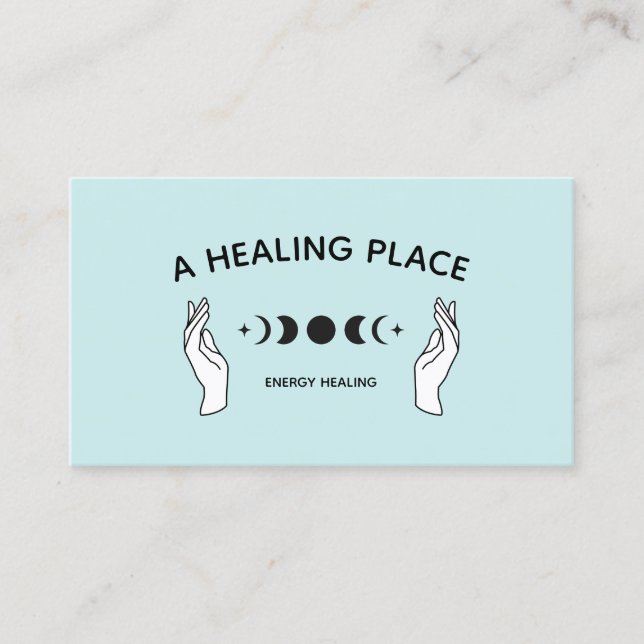 Hands Moon Phases Energy Worker Business Card (Front)