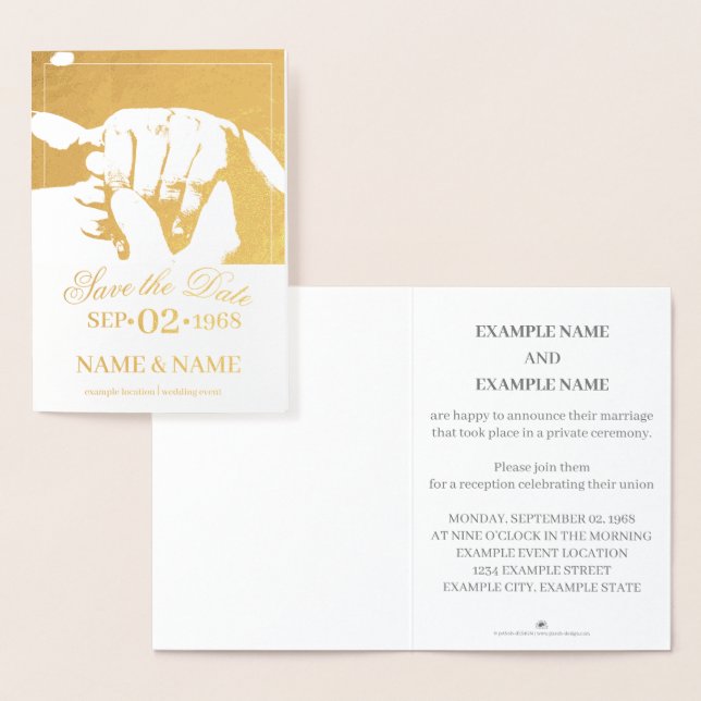 Hands of a Coloured Wedding Couple with Ring Foil Card (Display)