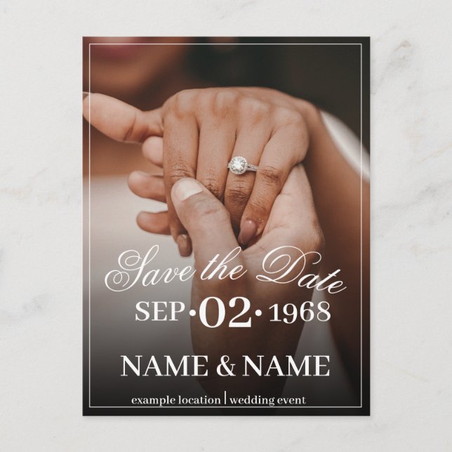 Hands of a Coloured Wedding Couple with Ring Invitation Postcard (Front)