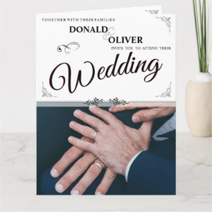 Hands of a Gay Wedding Couple with Rings Card