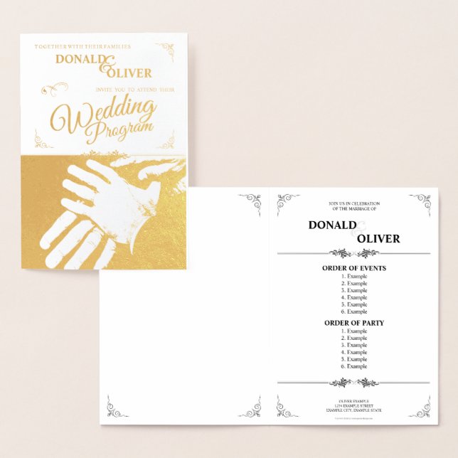 Hands of a Gay Wedding Couple with Rings Foil Card (Display)