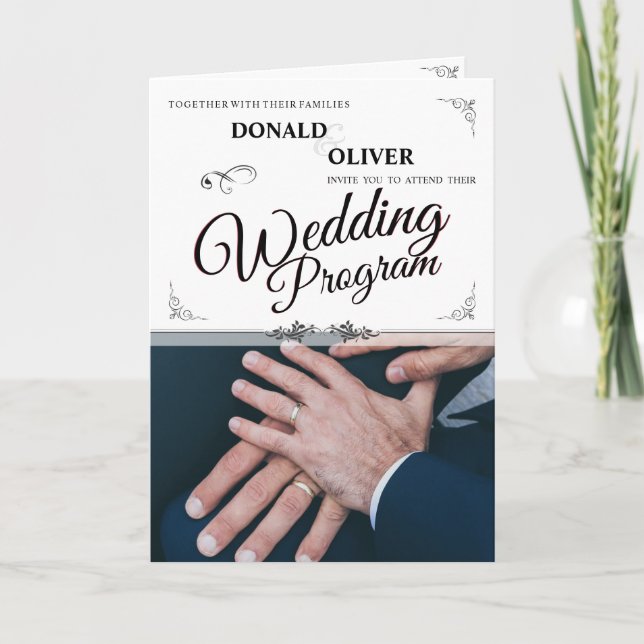 Hands Of A Gay Wedding Couple With Rings Program (Front)