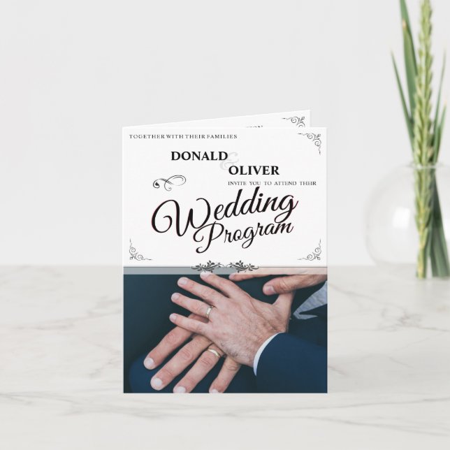 Hands Of A Gay Wedding Couple With Rings Program (Front)