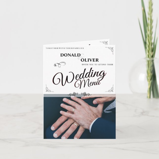 Hands Of A Gay Wedding Couple With Rings V 2.0 Thank You Card (Front)