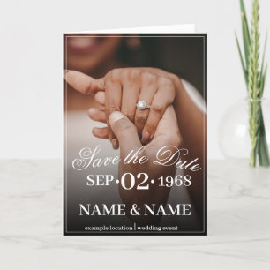 Hands of a wedding couple with a ring holiday card