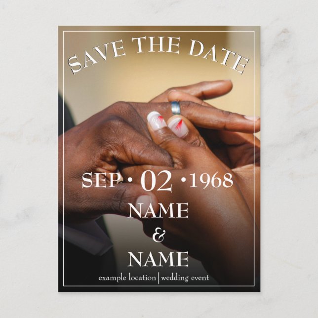 Hands of a wedding couple with a ring postcard (Front)