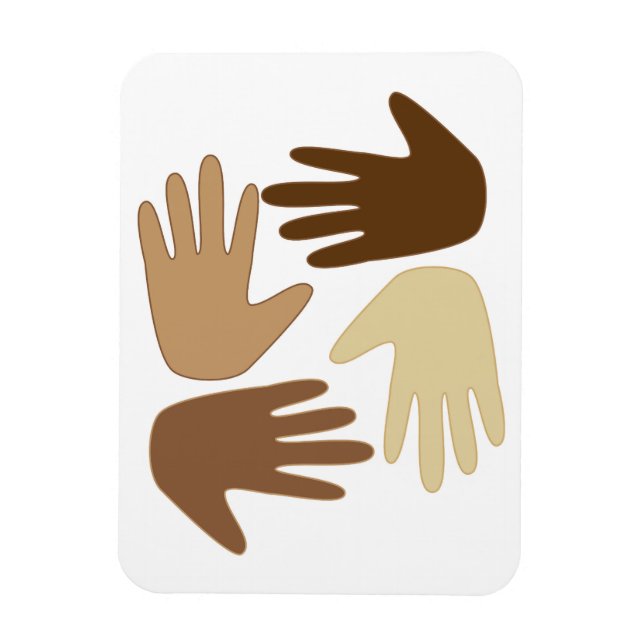 Hands of Different Ethnicities Magnet (Vertical)