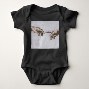 Hands of God and Adam by Michelangelo Baby Bodysuit