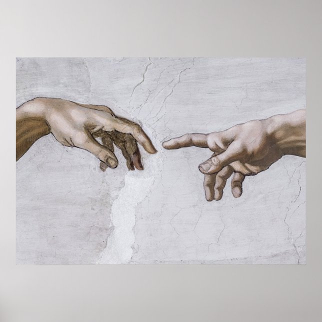 Hands of God and Adam by Michelangelo Poster (Front)