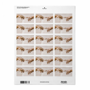 Hands of God the Father and Adam by Michelangelo Label