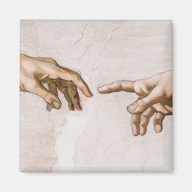 Hands of God the Father and Adam by Michelangelo Magnet (Front)