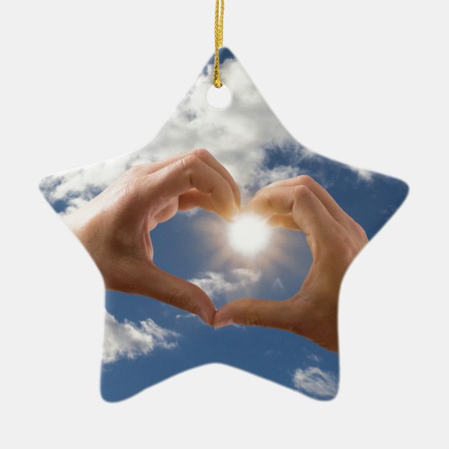 Hands of love ceramic tree decoration (Front)