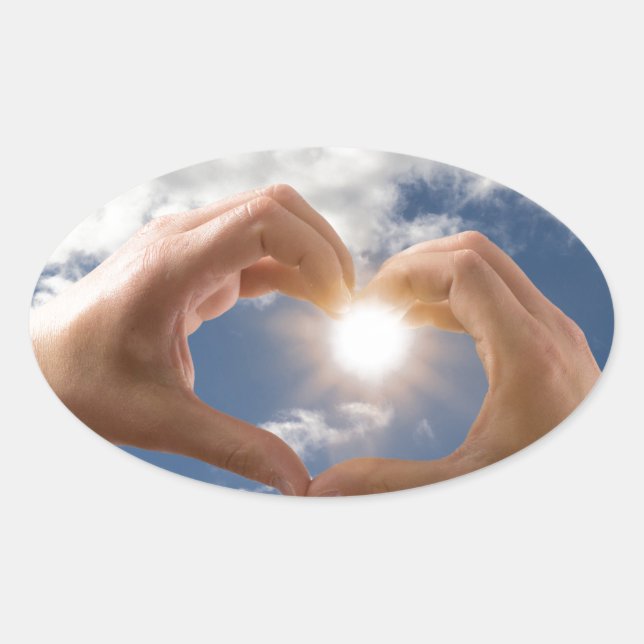 Hands of love oval sticker (Front)