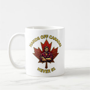 Hands Off Canada, Never 51, Maple Leaf Lumberjack Coffee Mug