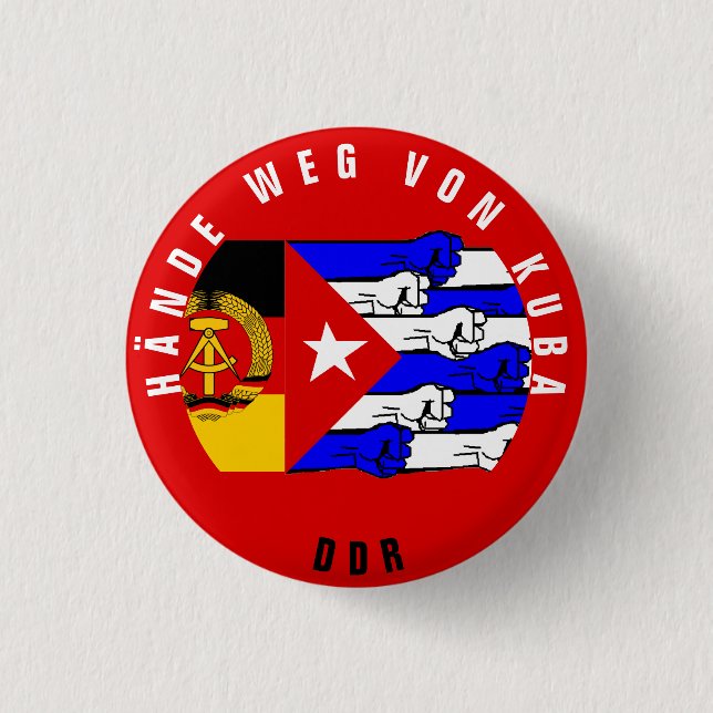 HANDS OFF CUBA! 3 CM ROUND BADGE (Front)