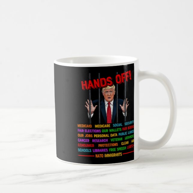 Hands Off Funny Trump Meme Prison- Protest Activis Coffee Mug (Right)