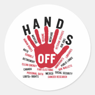 Hands Off Medicaid Medicare Social Security Trump Classic Round Sticker