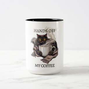Hands Off My Coffee Funny Tired Cat Mug