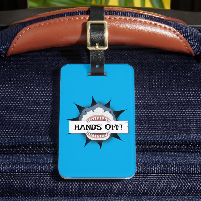 Hands Off My Luggage Funny Shark Attack Tag (Front Insitu 2)
