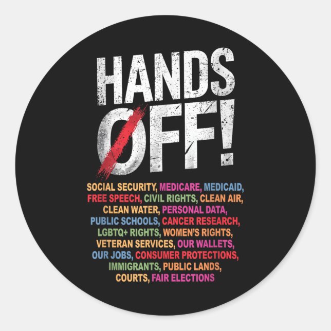 Hands Off My Social Security 2025 Protest  Classic Round Sticker (Front)