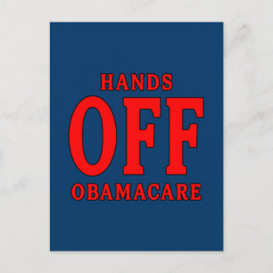 HANDS OFF OBAMACARE POSTCARD