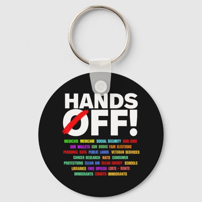 Hands Off Protest 1  Key Ring (Front)