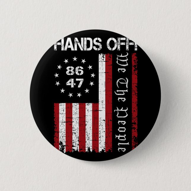 Hands Off Protest 86 47 8647 Protest Save Democrac 6 Cm Round Badge (Front)