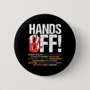 Hands Off Protest April 5th Resistance Anti Trump 6 Cm Round Badge