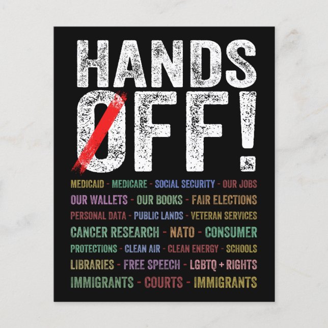 Hands Off Protest Flyer (Front)
