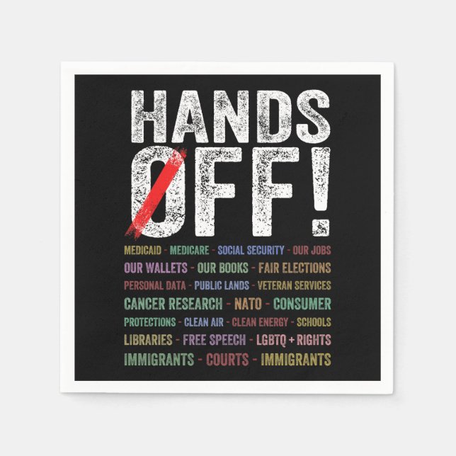 Hands Off Protest Napkin (Front)