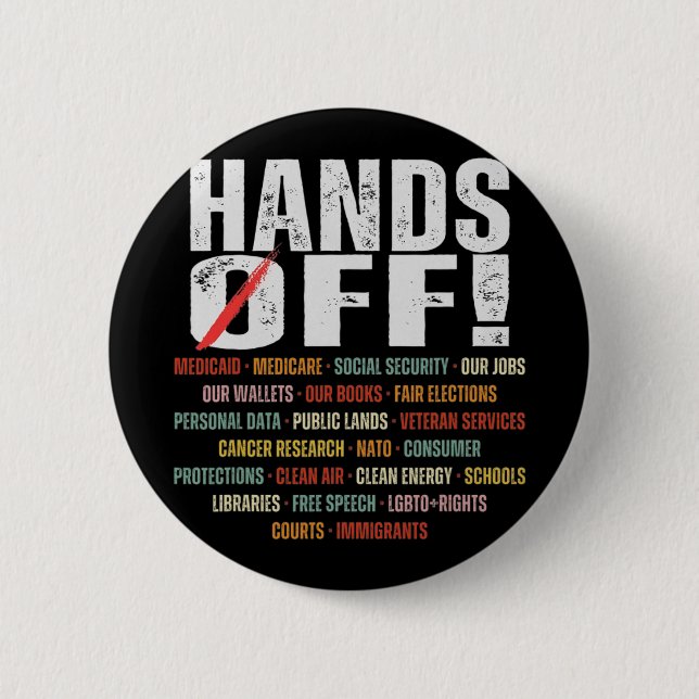 Hands Off Protest Social Security And Medicare Pro 6 Cm Round Badge (Front)