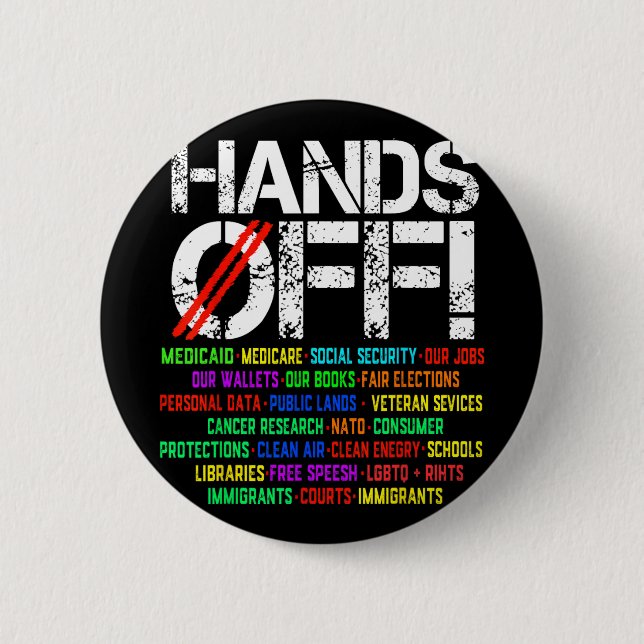 Hands Off Protest Social Security And Medicare Pro 6 Cm Round Badge (Front)