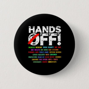 Hands Off Protest Social Security And Medicare Pro 6 Cm Round Badge
