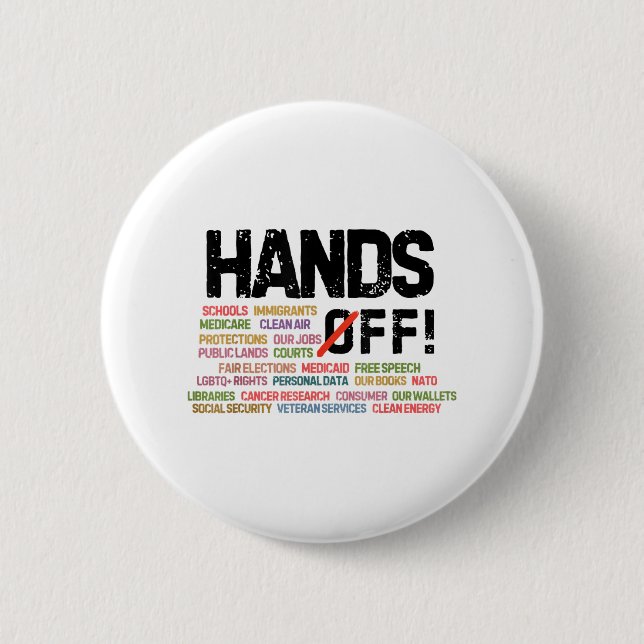 Hands Off Protest Social Security And Medicare Pro 6 Cm Round Badge (Front)