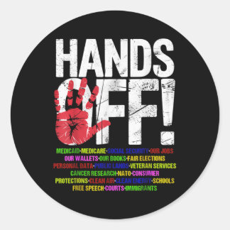 Hands Off Protest Social Security And Medicare Pro Classic Round Sticker