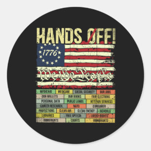 Hands Off Protest Social Security And Medicare Pro Classic Round Sticker
