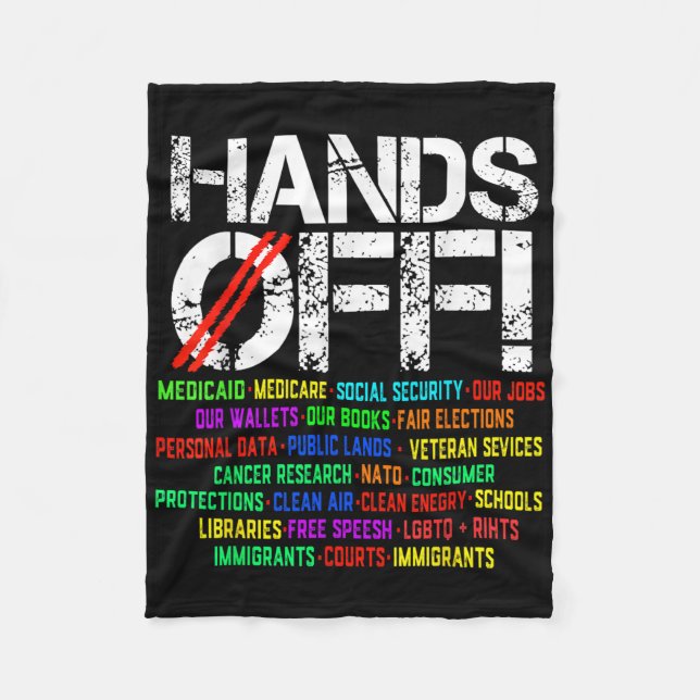 Hands Off Protest Social Security And Medicare Pro Fleece Blanket (Front)