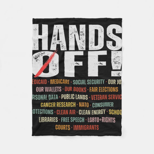 Hands Off Protest Social Security And Medicare Pro Fleece Blanket (Front)