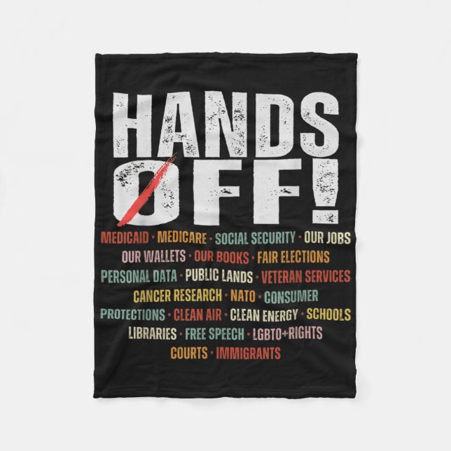 Hands Off Protest Social Security And Medicare Pro Fleece Blanket (Front)