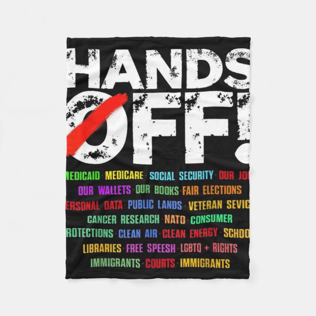 Hands Off Protest Social Security And Medicare Pro Fleece Blanket (Front)