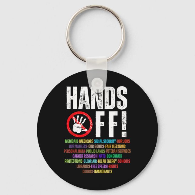 Hands Off Protest Social Security And Medicare Pro Key Ring (Front)
