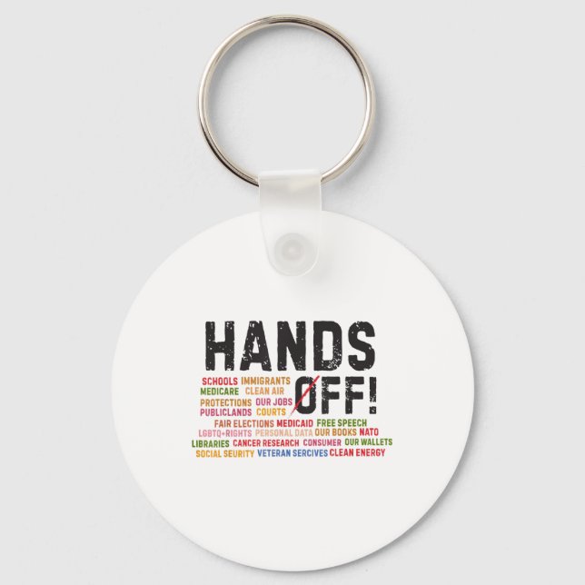 Hands Off Protest Social Security And Medicare Pro Key Ring (Front)