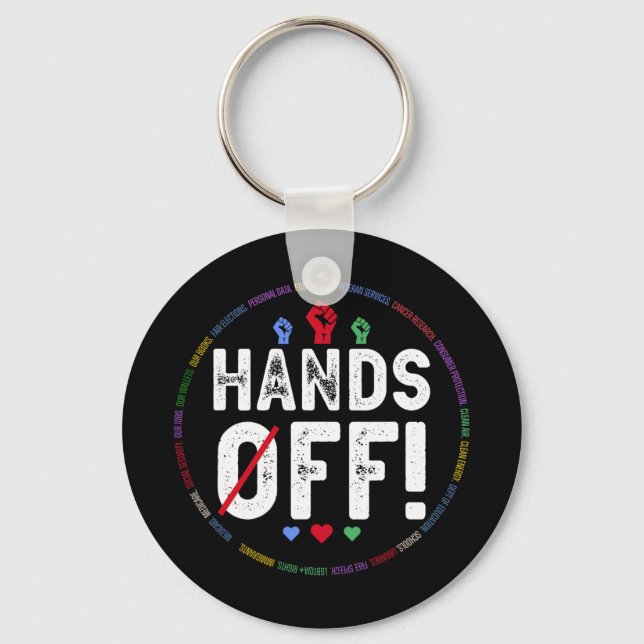Hands Off Protest Social Security And Medicare Pro Key Ring (Front)