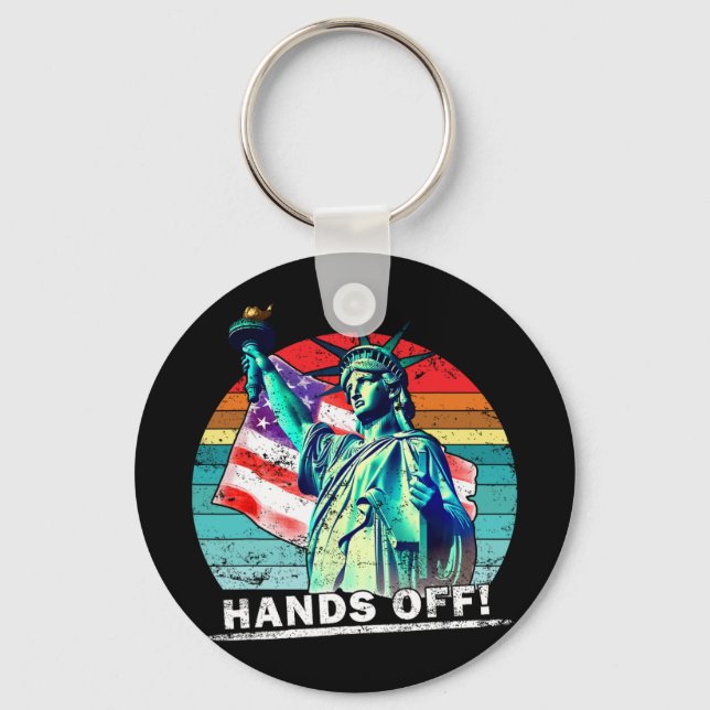 Hands Off Protest Social Security And Medicare Pro Key Ring (Front)